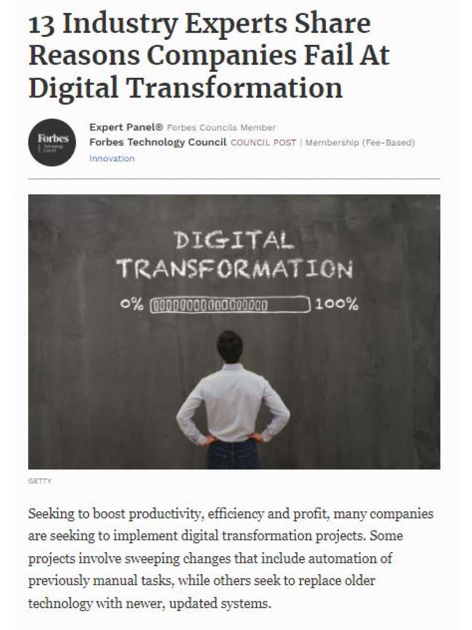 13 industry experts share reasons companies fail at digital transformation