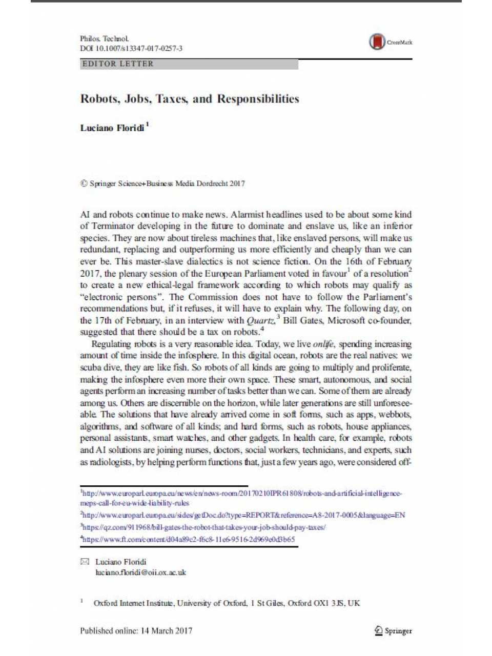 Robots, Jobs, Taxes, and Responsibilities