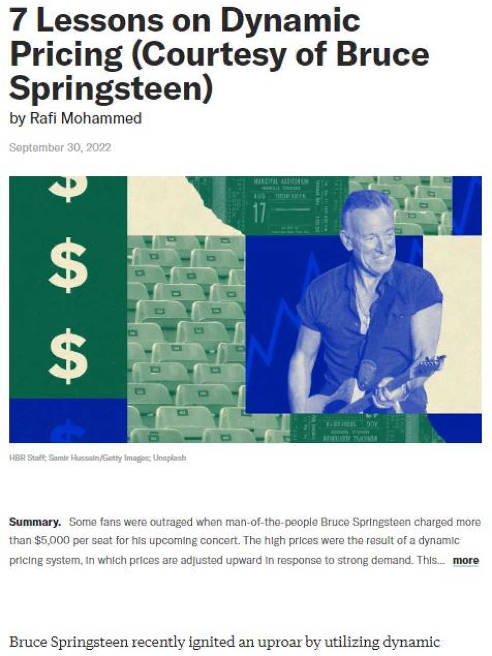 7 lessons on dynamic pricing (courtesy of Bruce Springsteen)