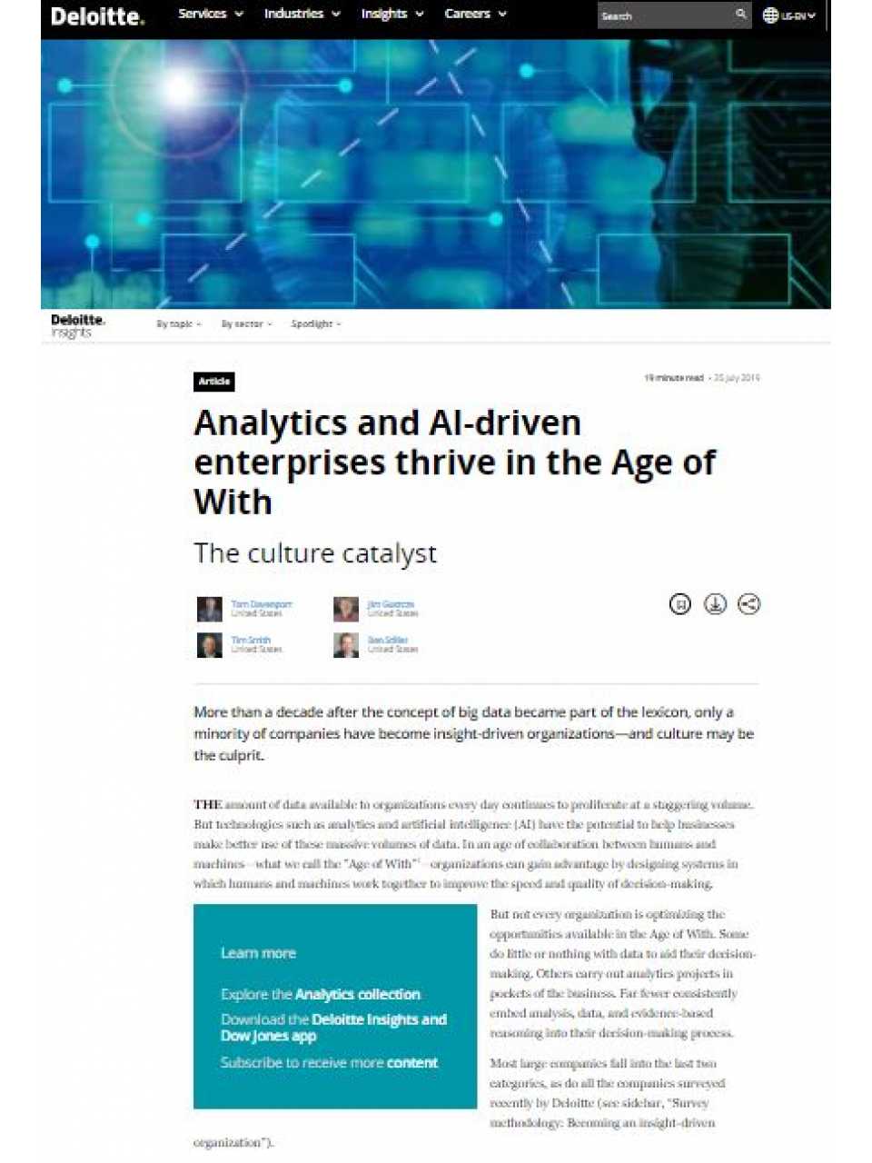 Analytics and AI-driven enterprises thrive in the Age of With
