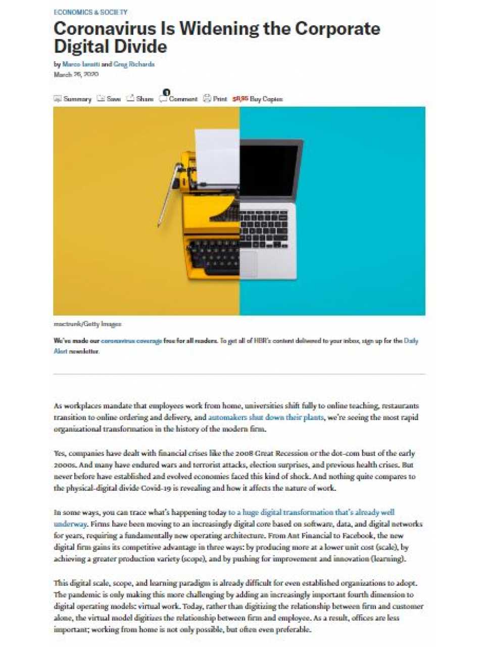 Coronavirus Is Widening the Corporate Digital Divide