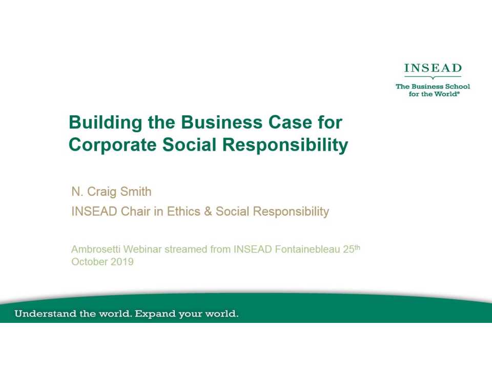 Building the Business Case for Corporate Social Responsibility