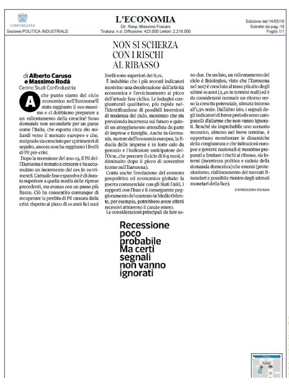 Non si scherza con i rischi al ribasso