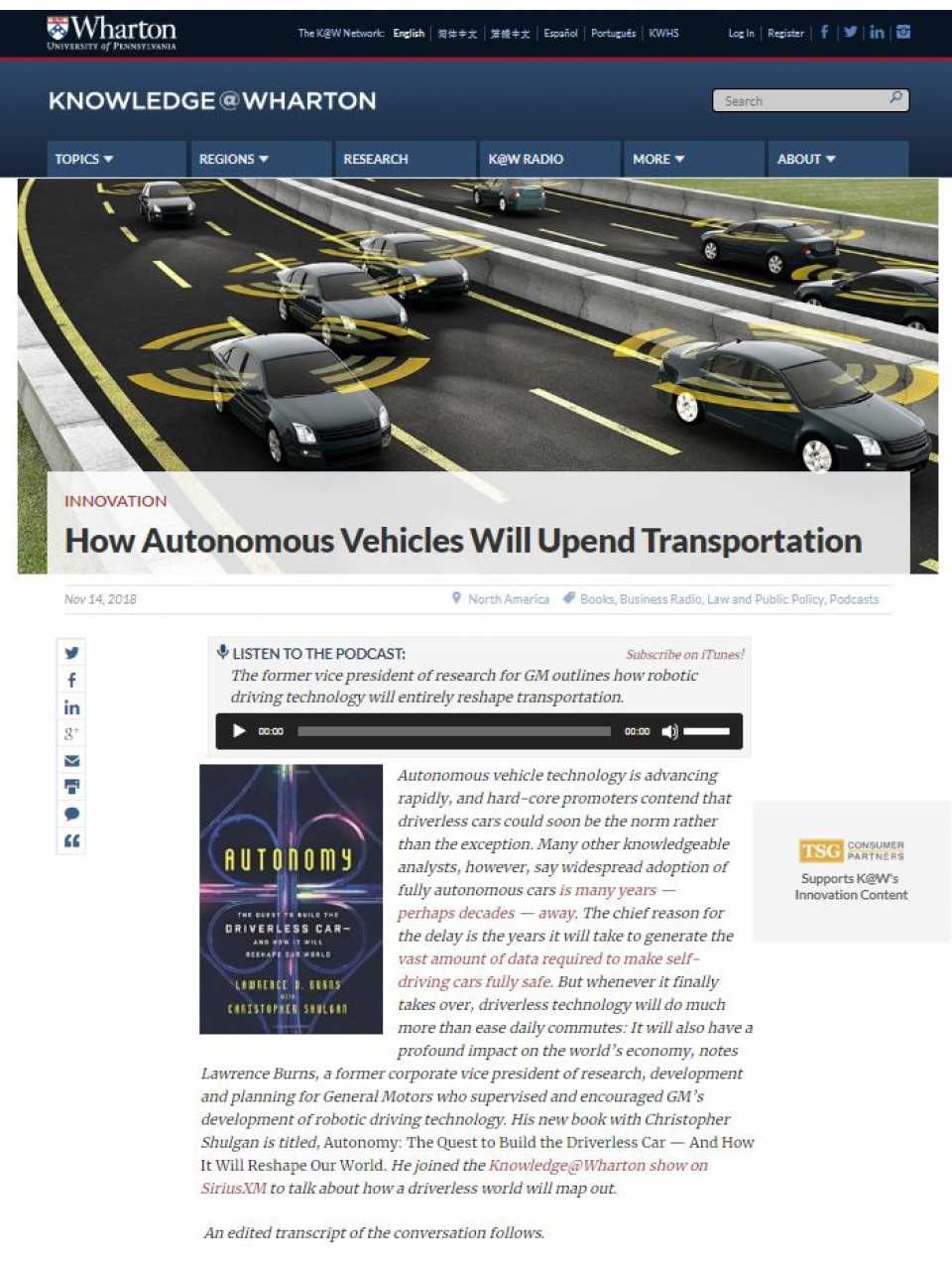 How Autonomous Vehicles Will Upend Transportation