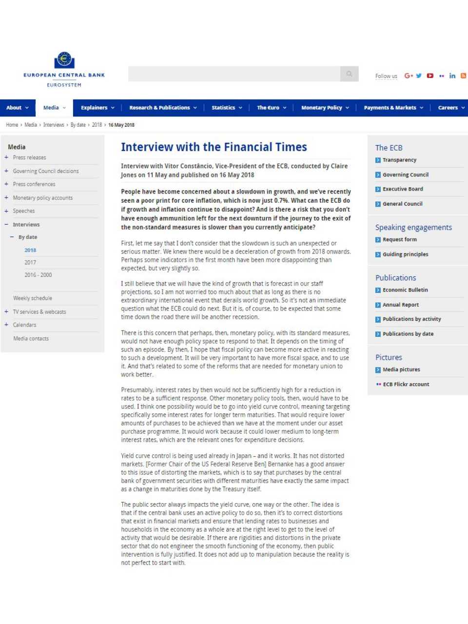 Interview with the Financial Times - Interview with Vítor Constâncio, Vice-President of the ECB