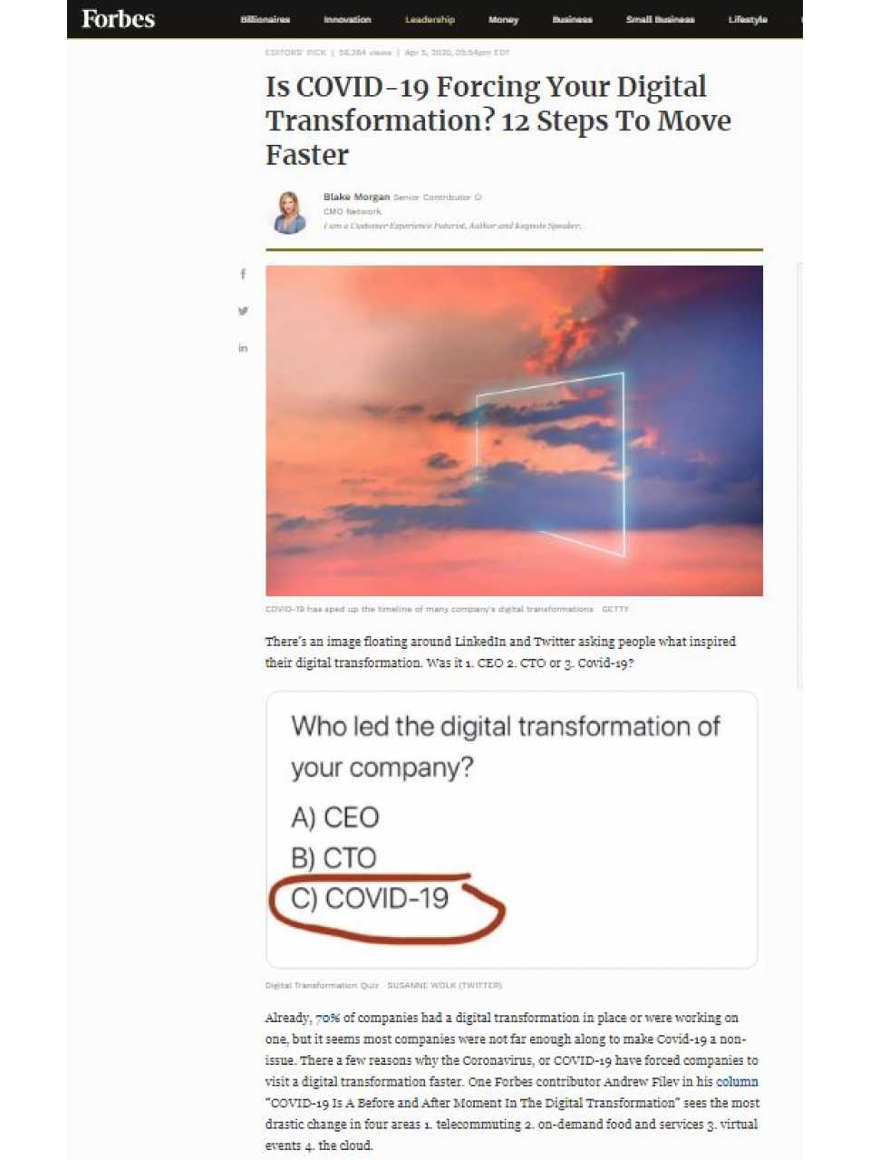 Is COVID-19 Forcing Your Digital Transformation? 12 Steps To Move Faster
