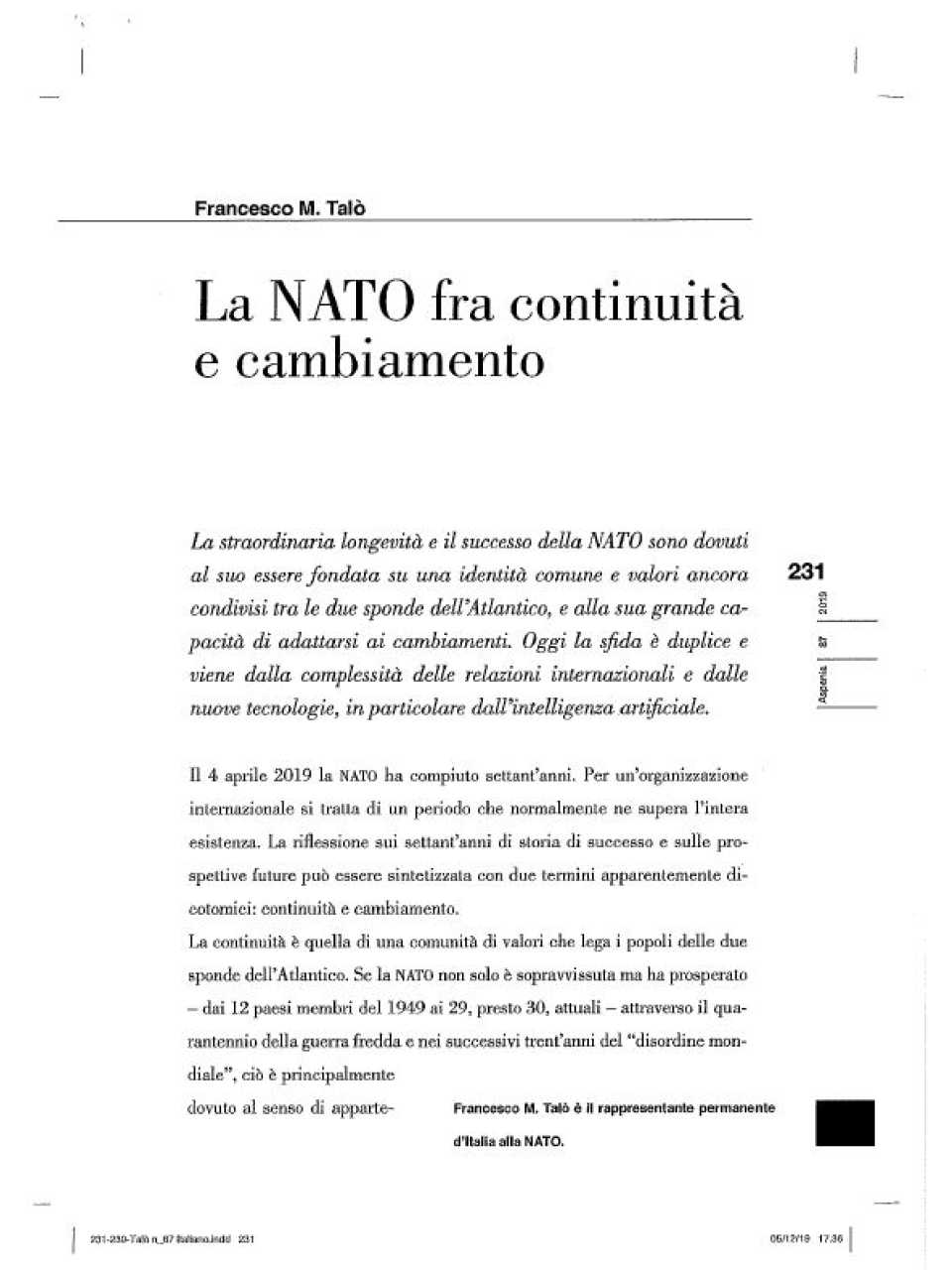La NATO tra continuità e cambiamento