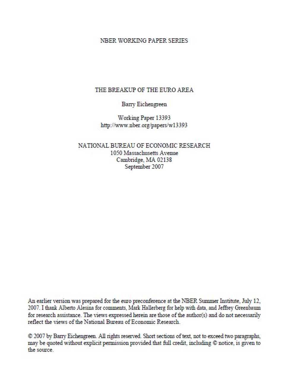 The breakup of the euro area