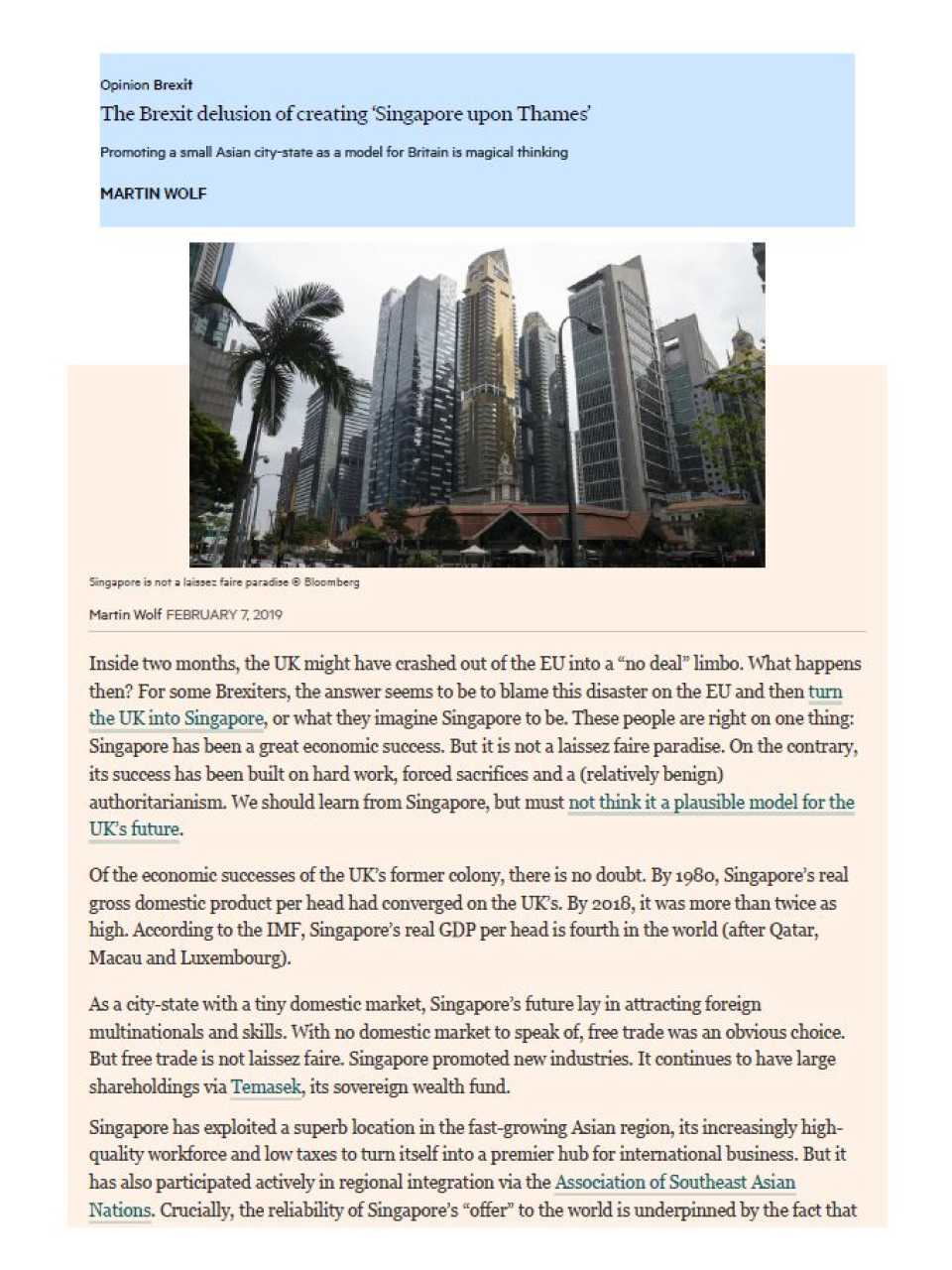 The Brexit delusion of creating “Singapore upon Thames”