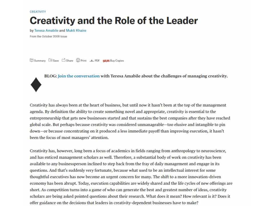 Creativity and the role of the leader