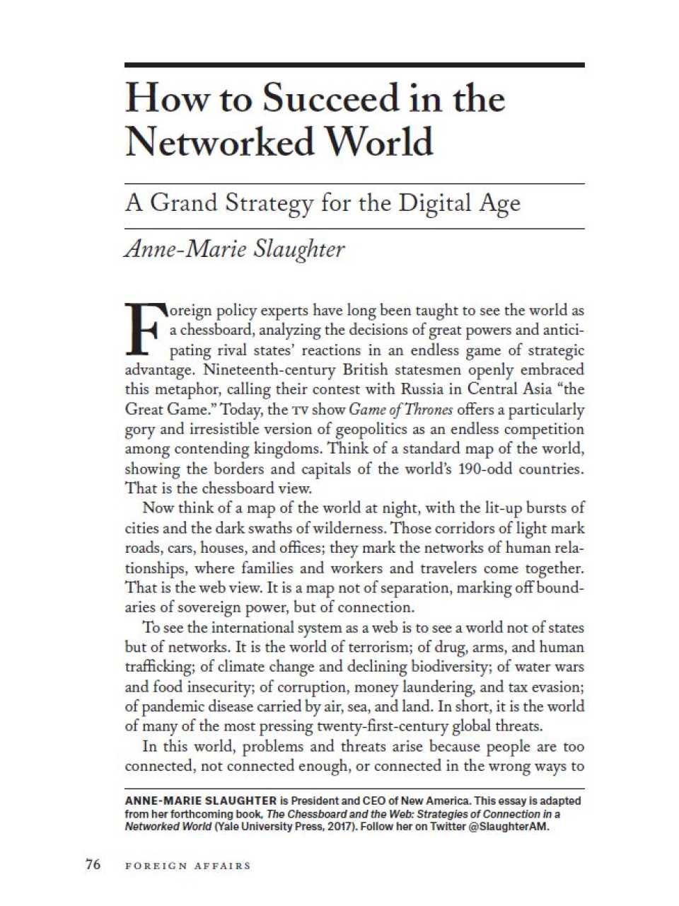 How to succeed in the networked world