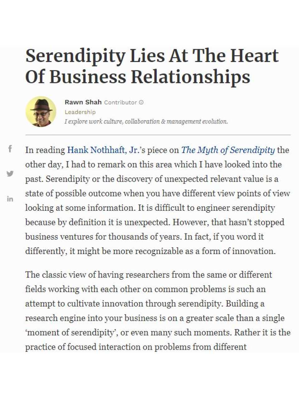 Serendipity Lies At The Heart Of Business Relationships