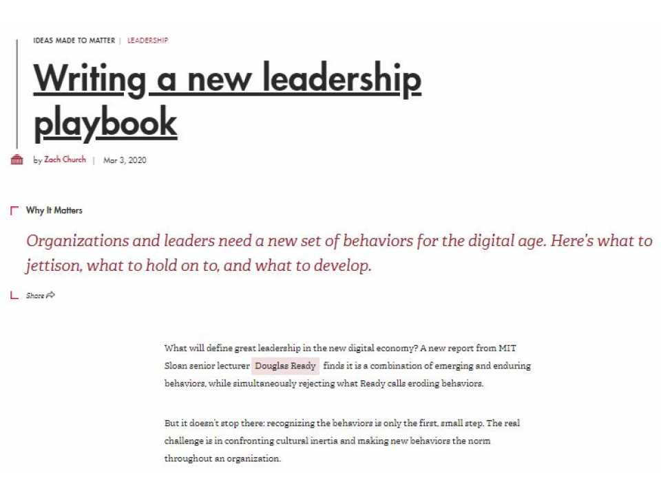 Writing a new leadership playbook