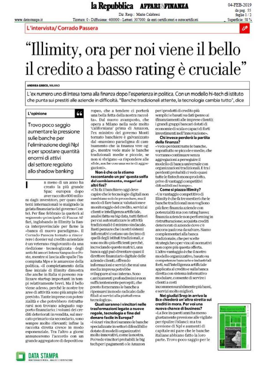 Illimity, ora per noi viene il bello il credito a basso rating è cruciale