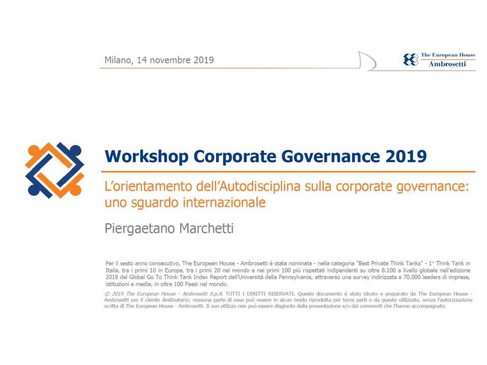 L'orientamento dell'Autodisciplina sulla Corporate Governance: uno sguardo internazionale