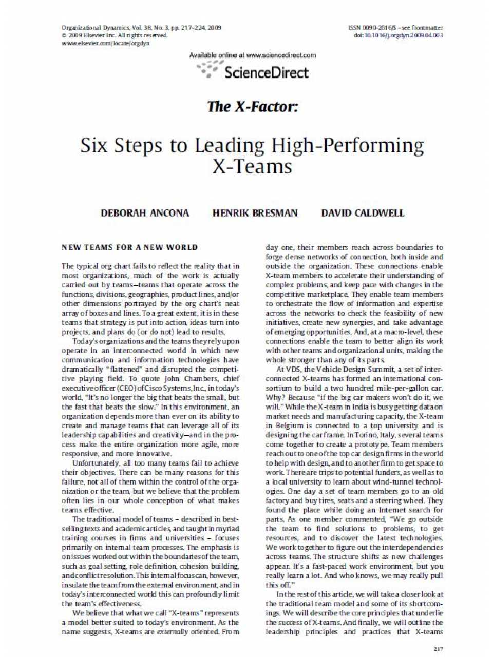 Six Steps to Leading High-Performing X-Teams