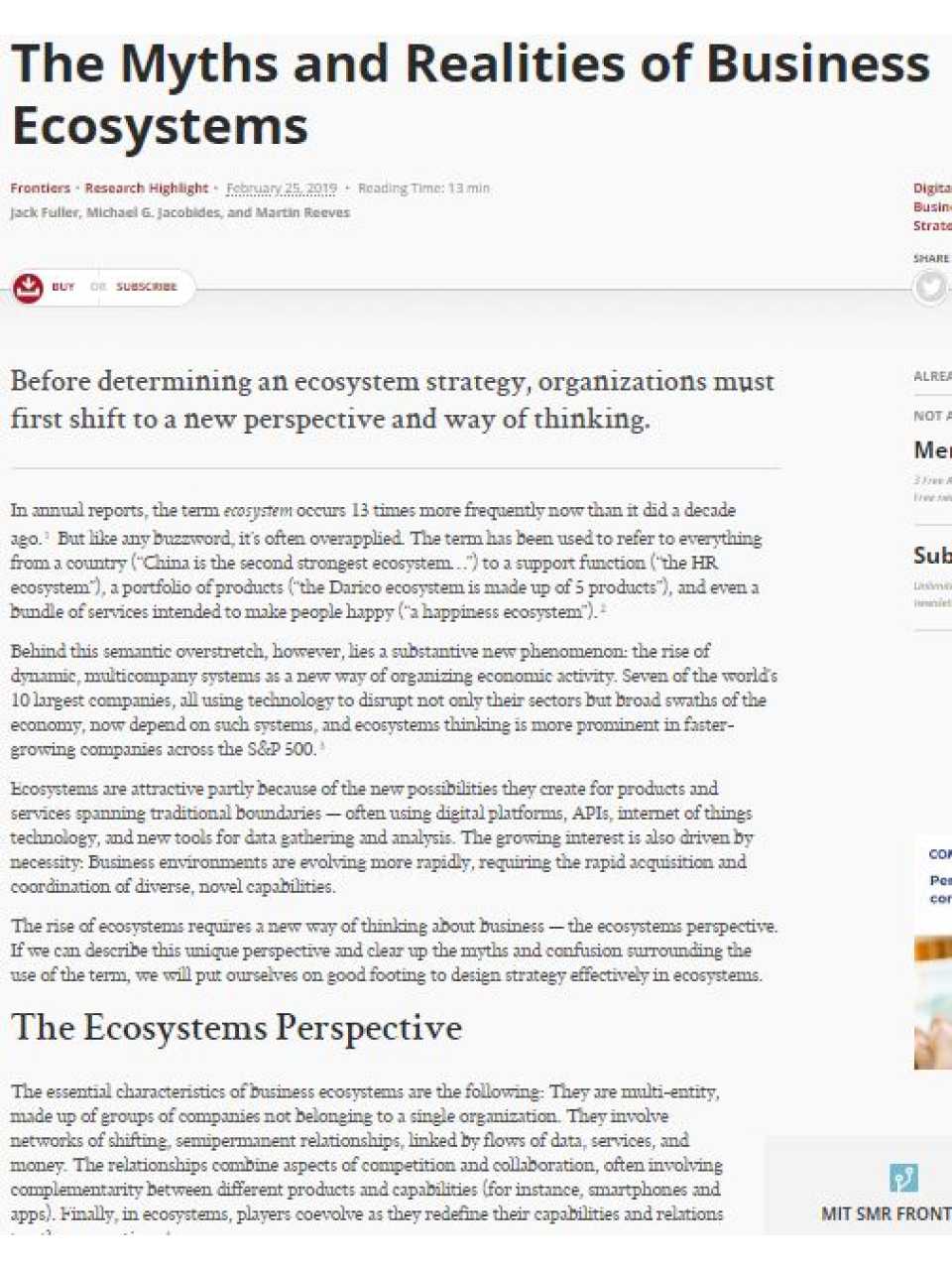 The myths and realities of business ecosystems