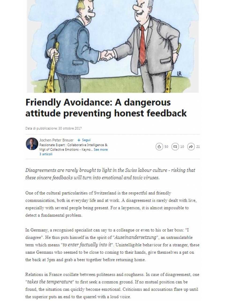 Friendly Avoidance: A dangerous attitude preventing honest feedback