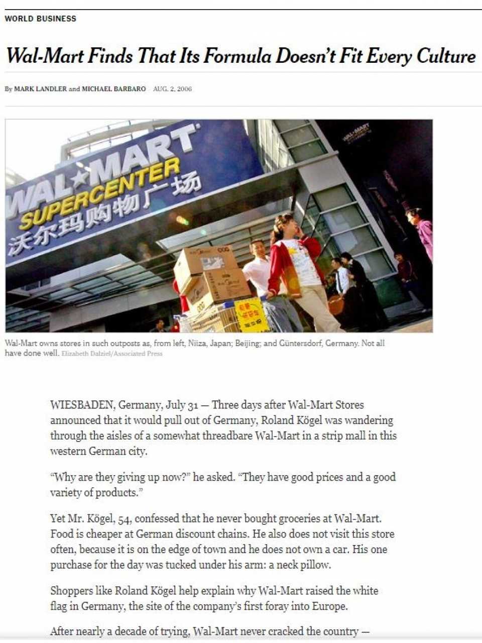 Wal-Mart finds that its formula doesn't fit every culture