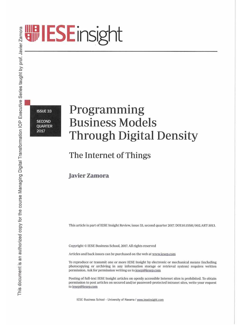 Programming Business Models Throught Digital Density