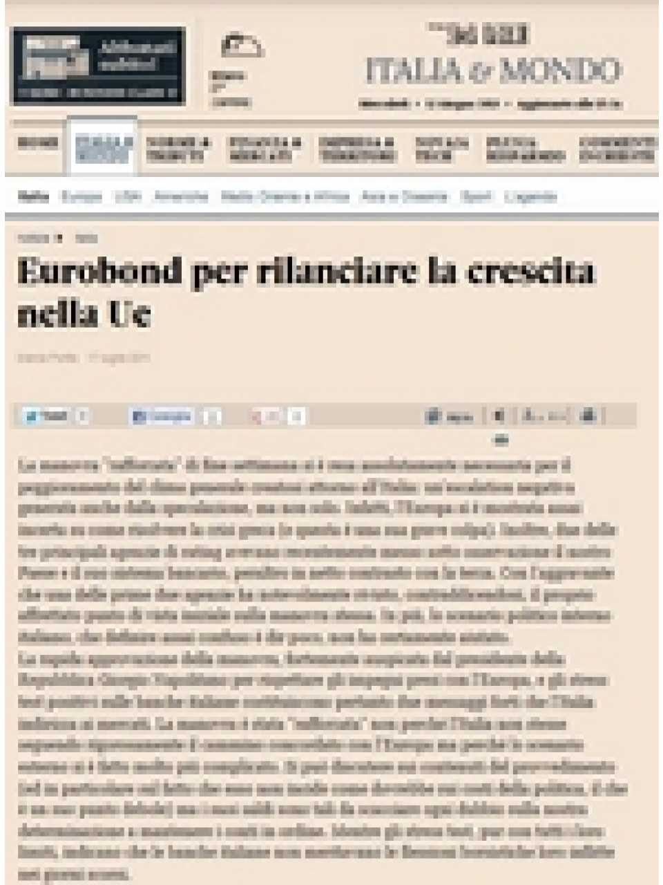 Eurobond per rilanciare la crescita nella Ue