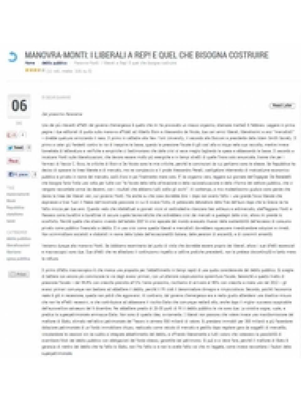 Manovra Monti i liberali a Rep! E quel che bisogna costruire