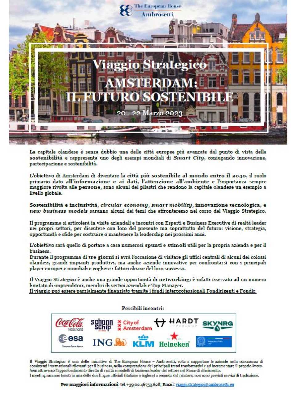 Viaggio Amsterdam - Nota informativa e scheda di adesione