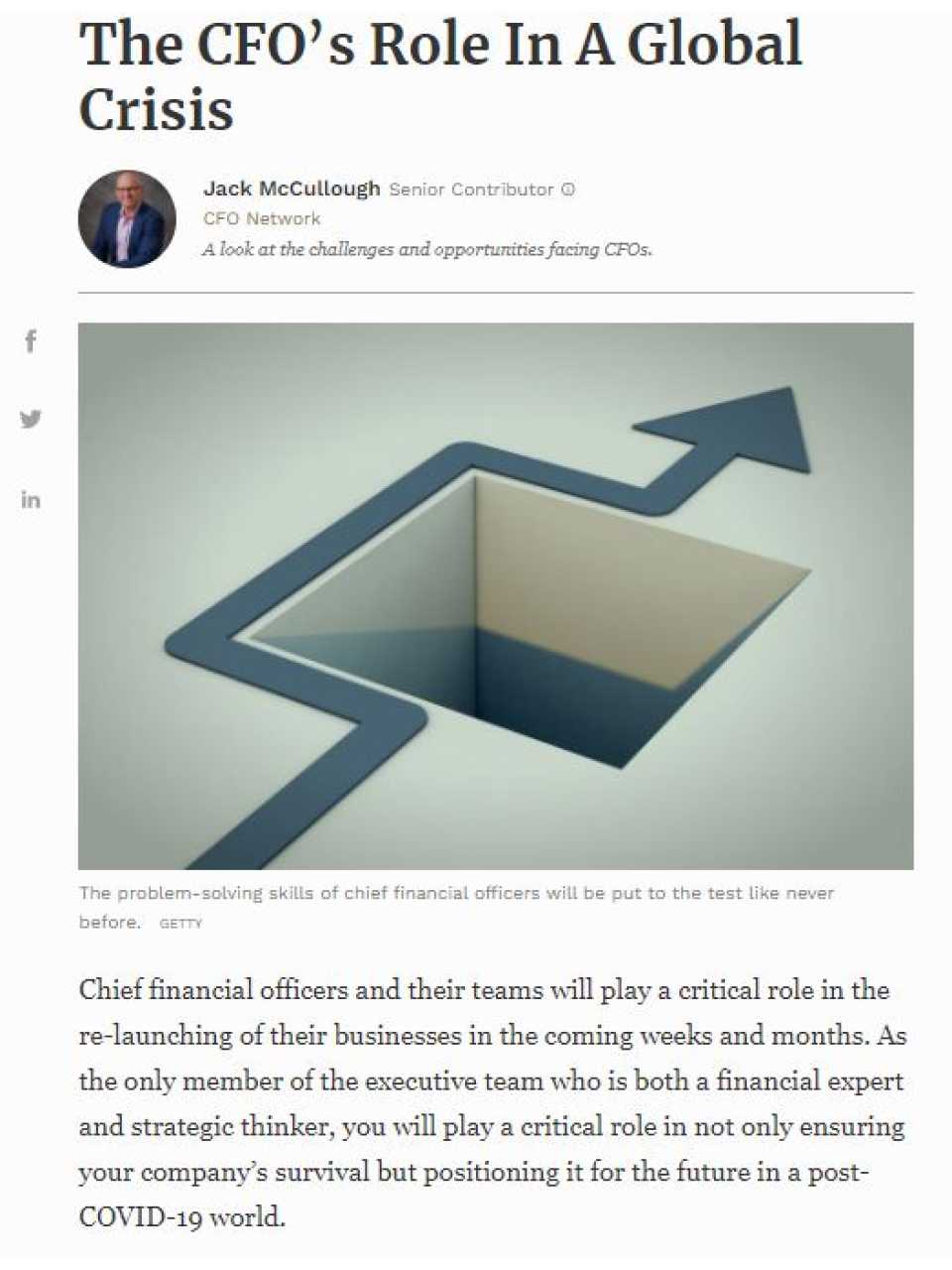 The CFO’s role in a global crisis