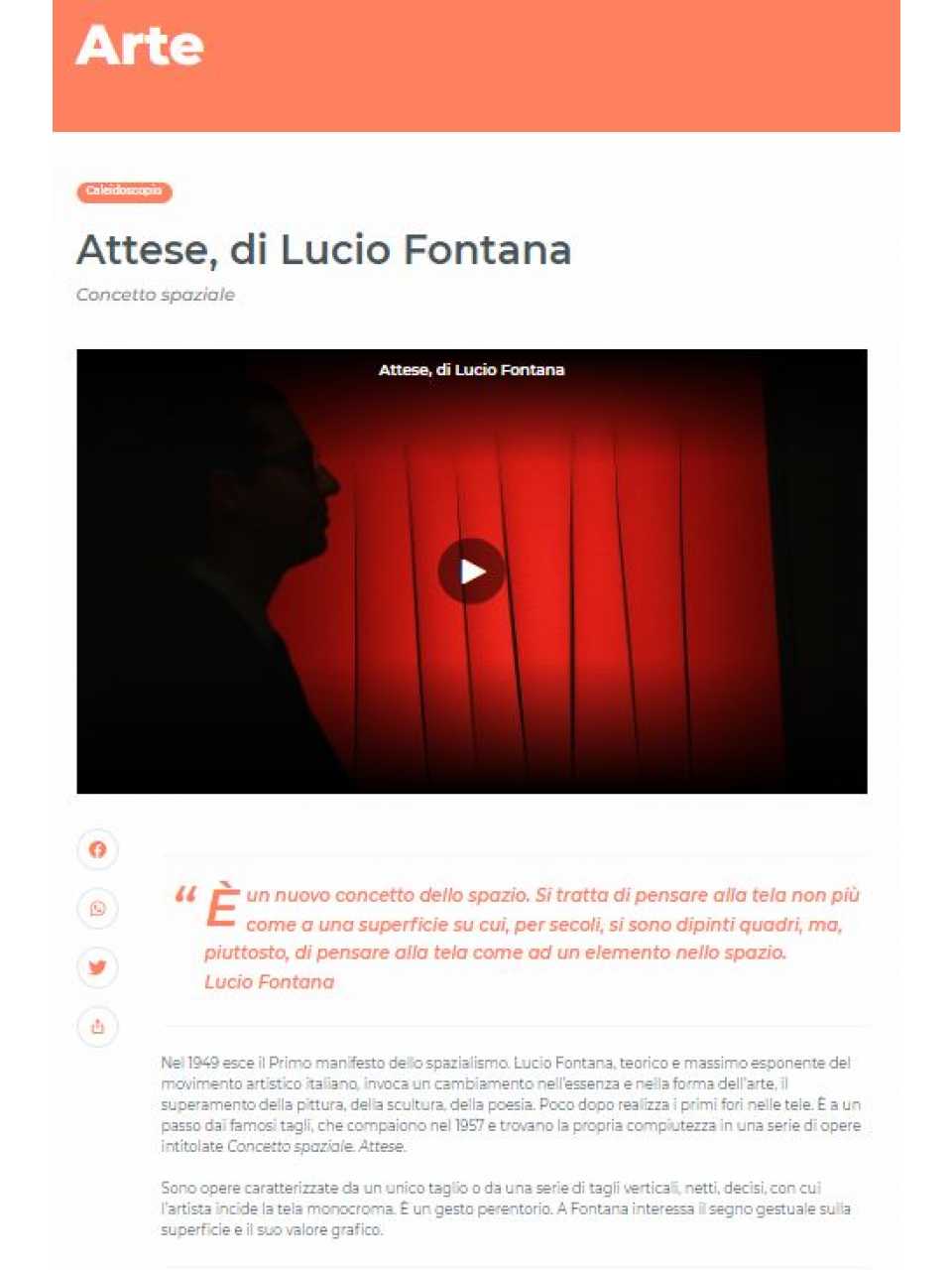 WEBINAR LIVE
Arte e Management: Lucio Fontana, innovazione tra presente e futuro