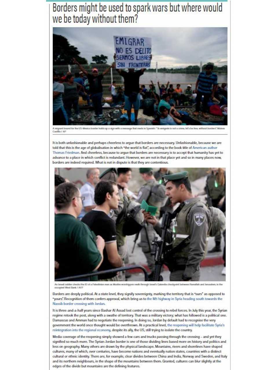 Borders might be used to spark wars but where would we be today without them?