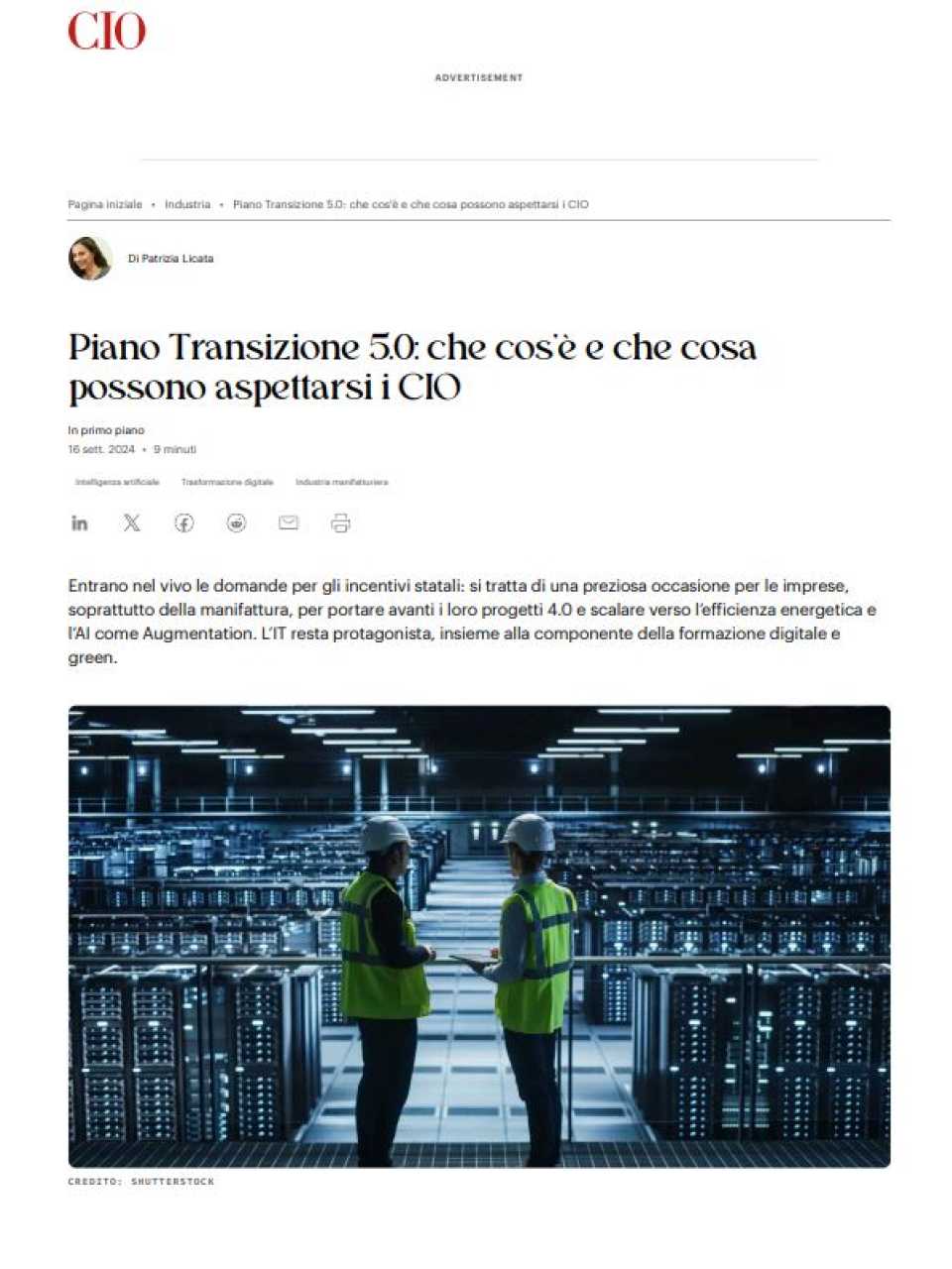 Piano Transizione 5.0: che cos’è e che cosa possono aspettarsi i CIO