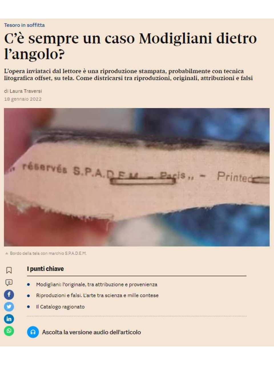 C’è sempre un caso Modigliani dietro l’angolo?