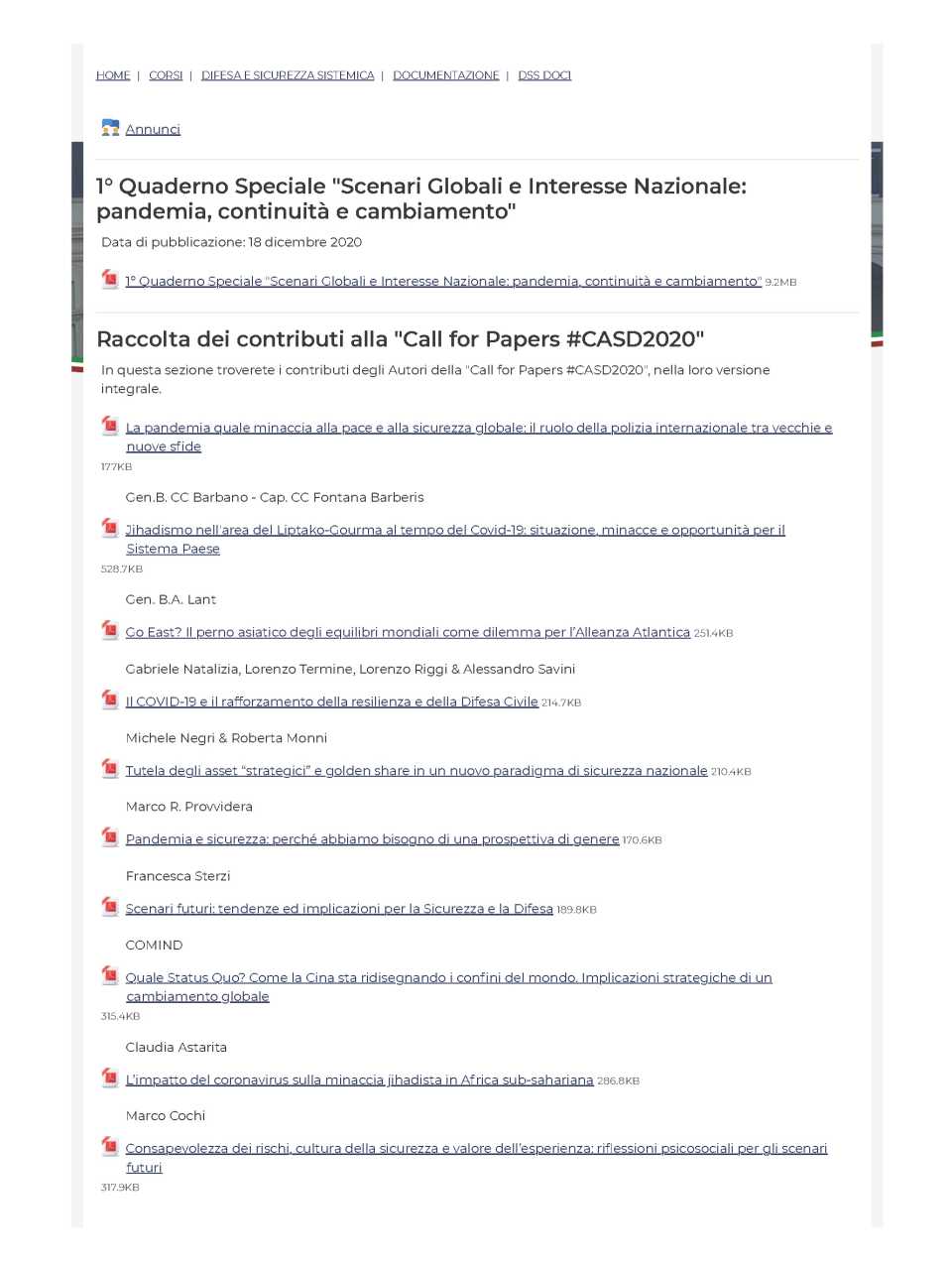 Centro Alti Studi per la Difesa - documenti suggeriti