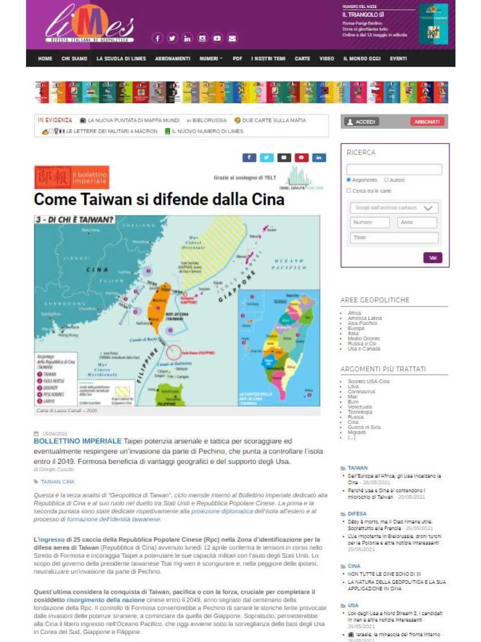 Come Taiwan si difende dalla Cina