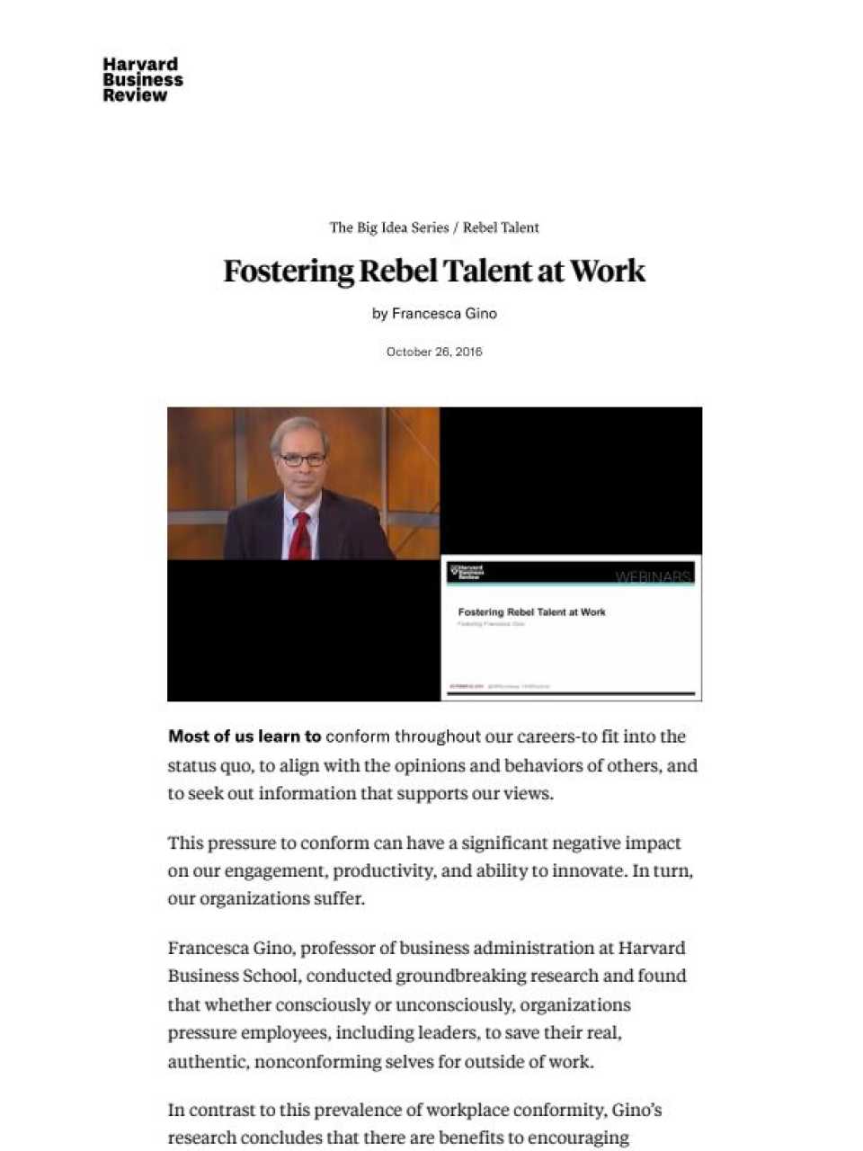 Fostering rebel talent at work