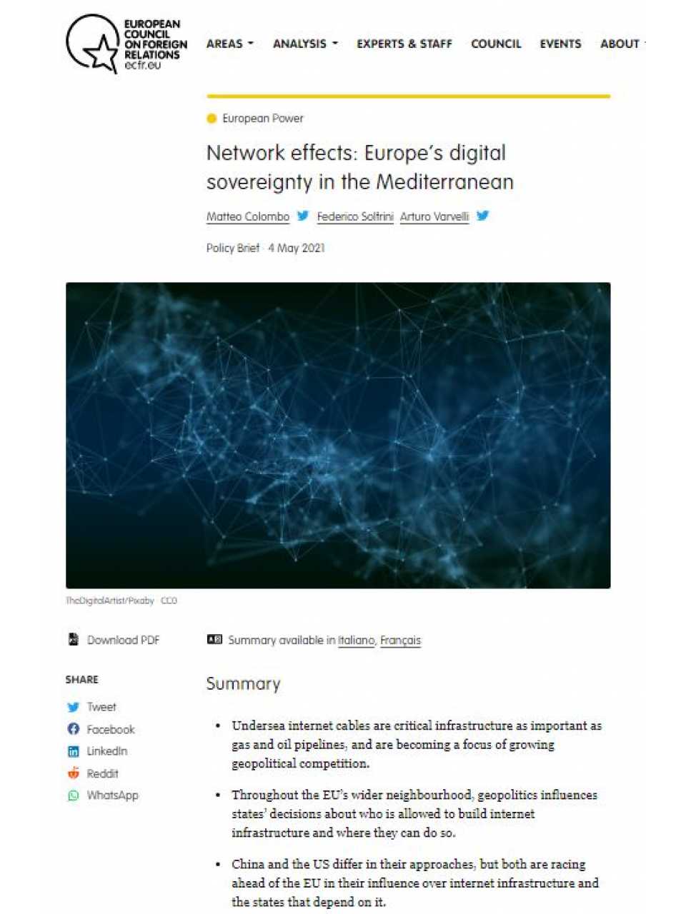 Network effects: Europe’s digital sovereignty in the Mediterranean