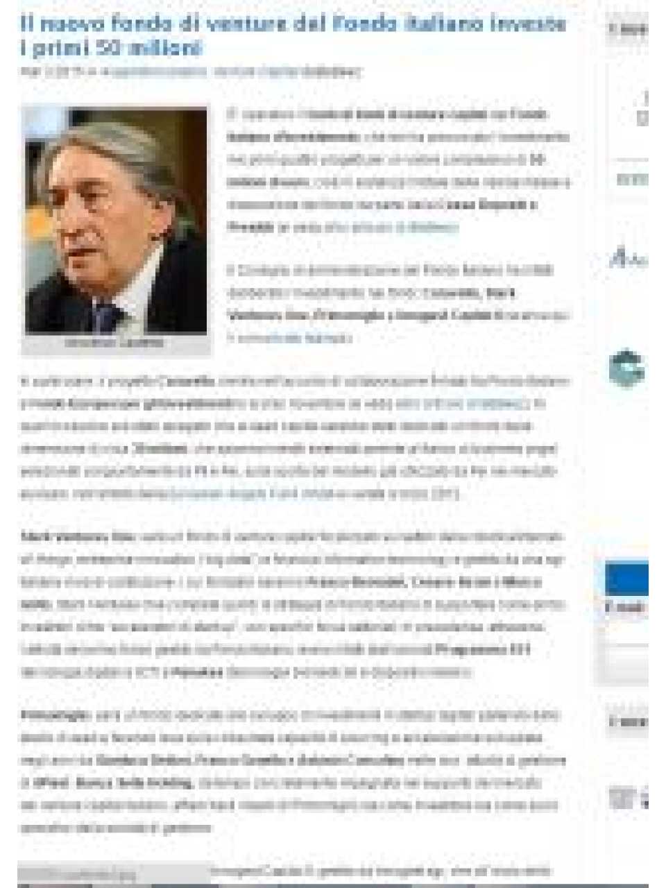 Il fondo di venture del Fondo Italiano investe i primi 50 milioni