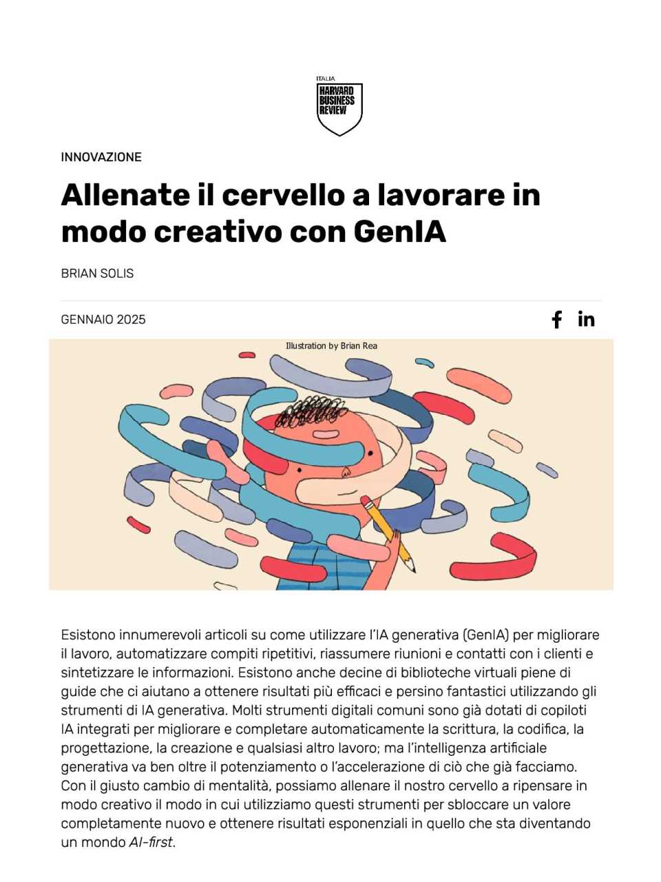 Allenate il cervello a lavorare in modo creativo con GenIA