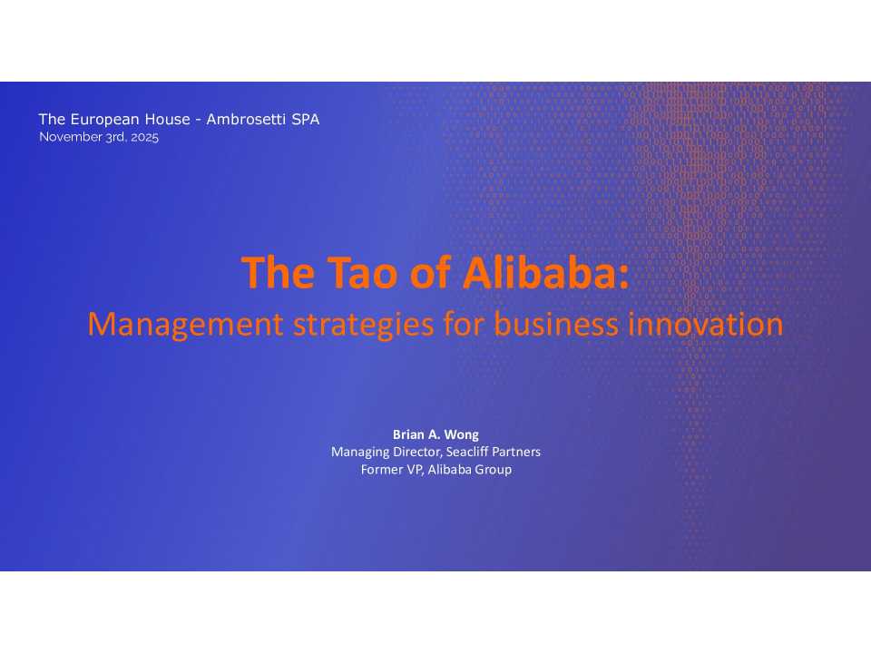 WEBINAR LIVE
“Il Tao di Alibaba”: strategie di gestione per innovare il business