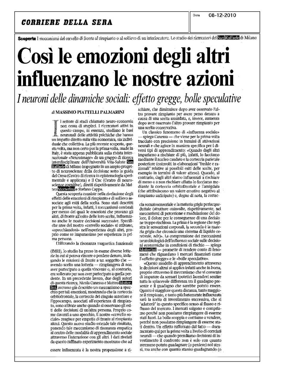 Così le emozioni degli altri influenzano le nostre azioni