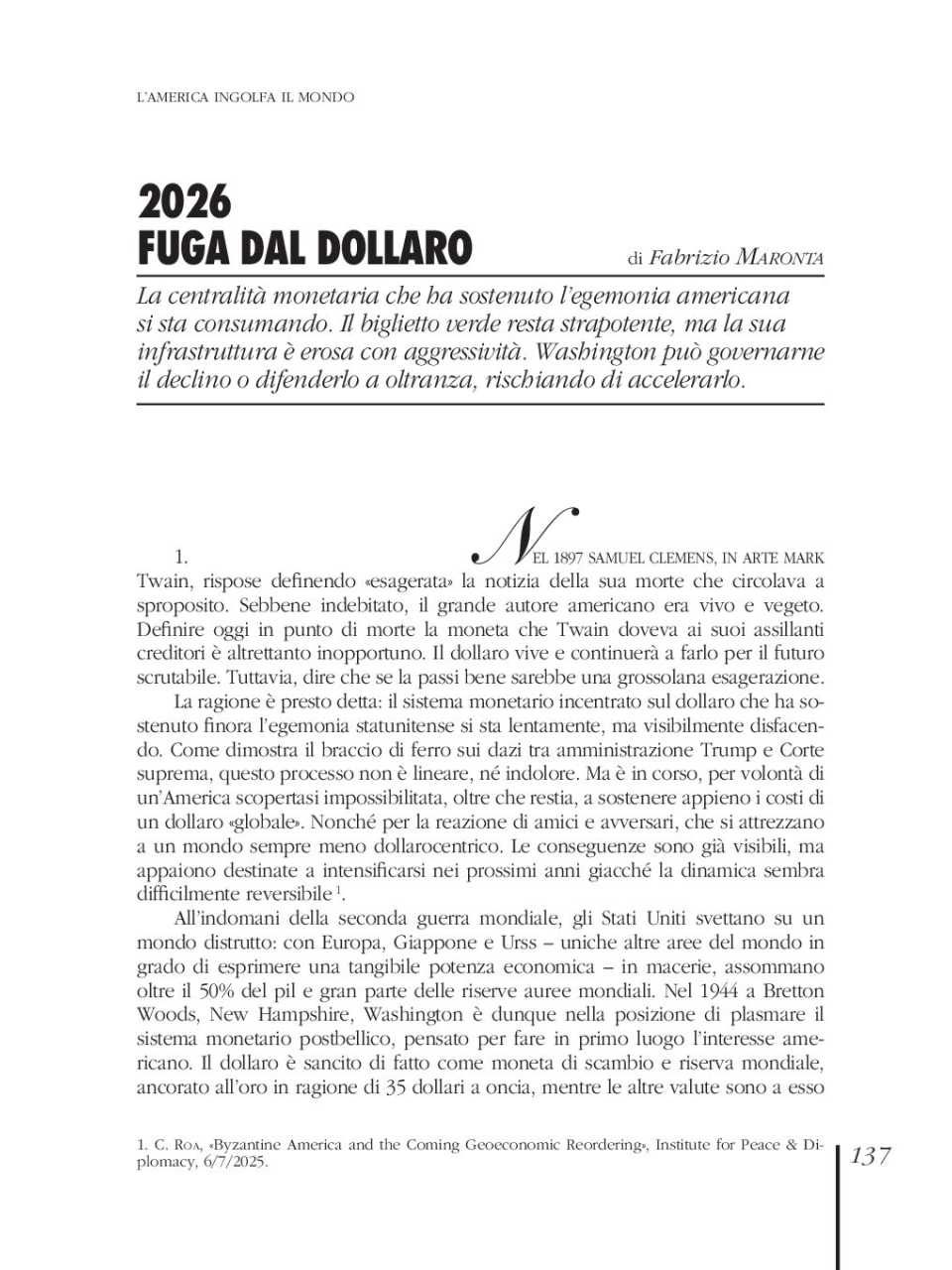2026 fuga dal dollaro