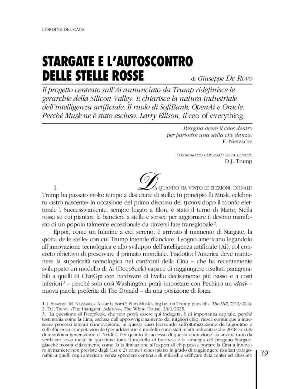 WEBINAR LIVE
Rivoluzione in corso. Il primo mese di Trump