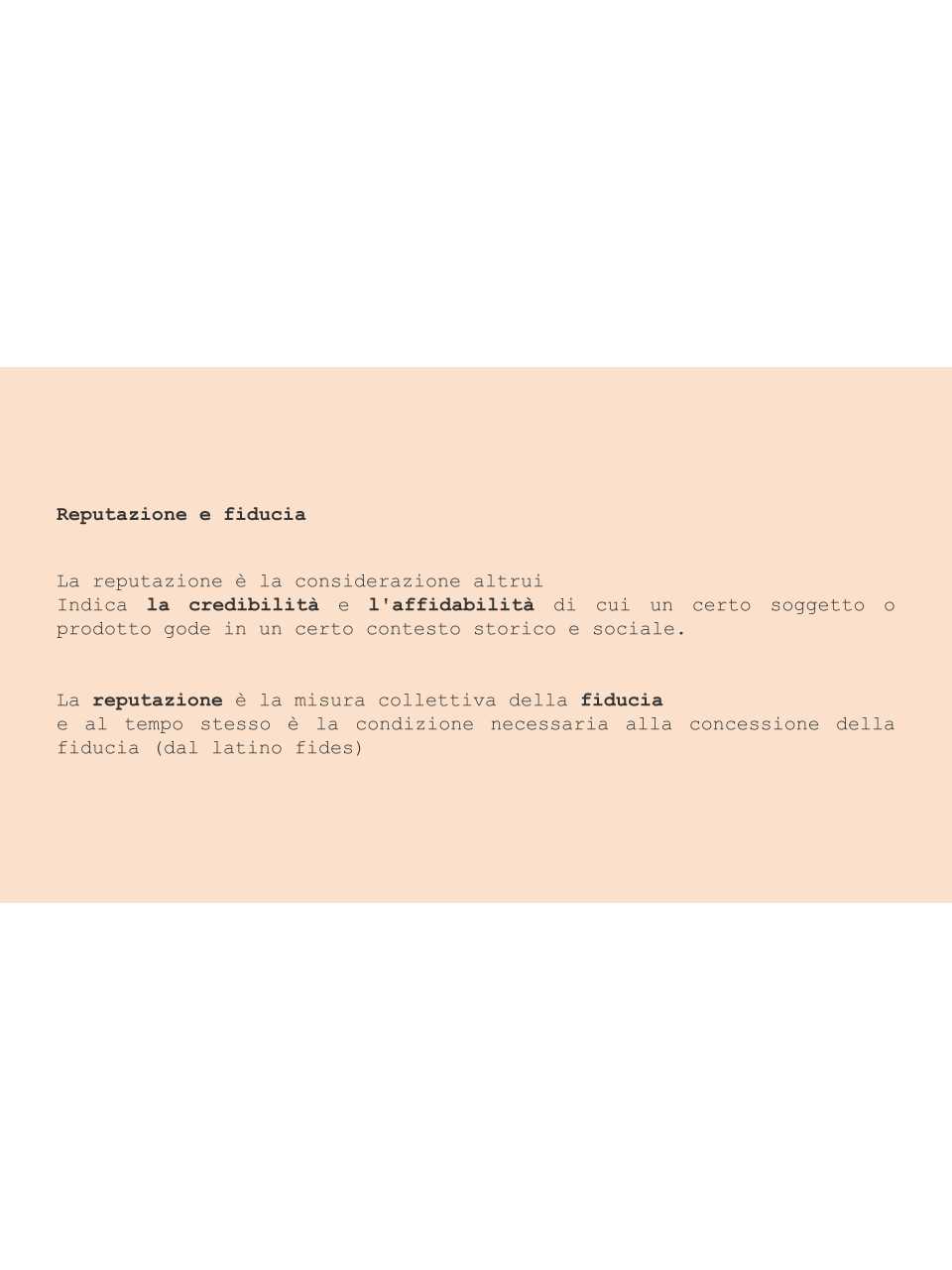 Reputazione e fiducia