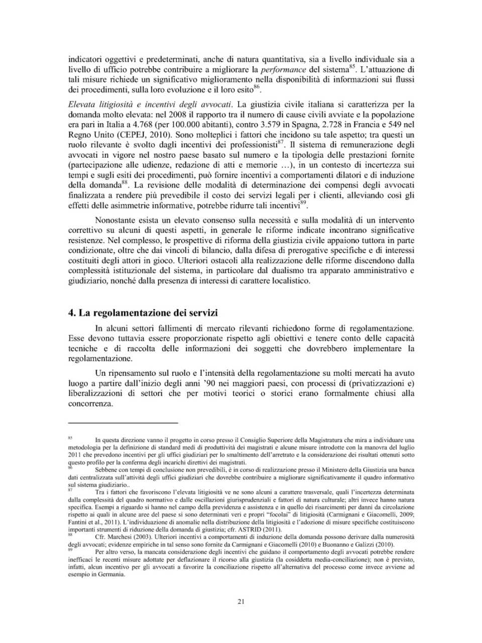 La regolamentazione dei servizi
