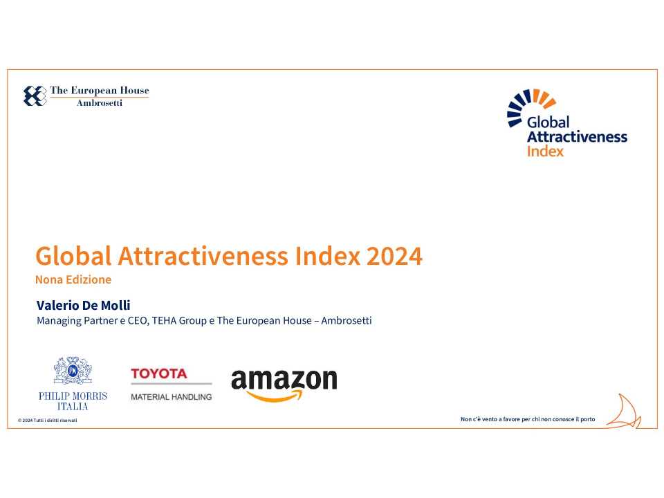 WEBINAR LIVE
Global Attractiveness Index 2024: the attractiveness of Italy and major global players