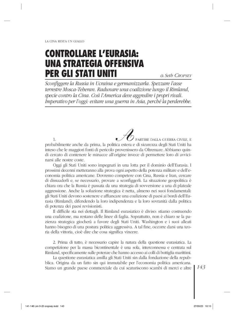 WEBINAR LIVE
Il triangolo USA – Cina – Russia: equilibri a geometrie variabili