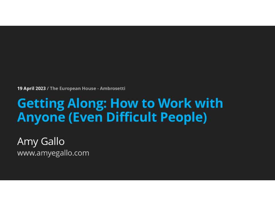 WEBINAR LIVE
Andare d'accordo: come lavorare con chiunque (anche con le persone difficili)