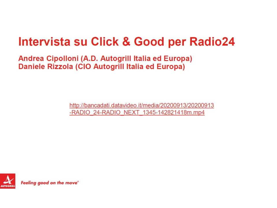 Intervista su Click & Good per Radio24