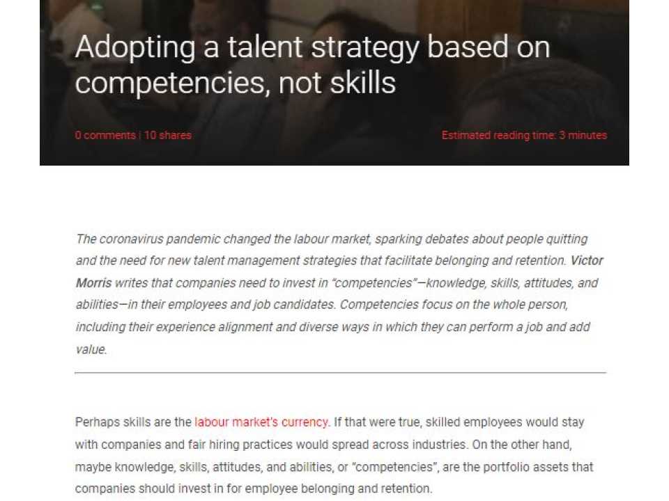 Adopting a talent strategy based on competencies, not skills