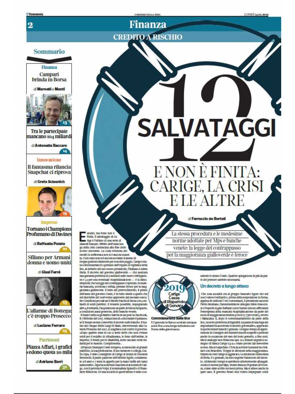 Salvataggi e non è finita: Carige, la crisi e le altre